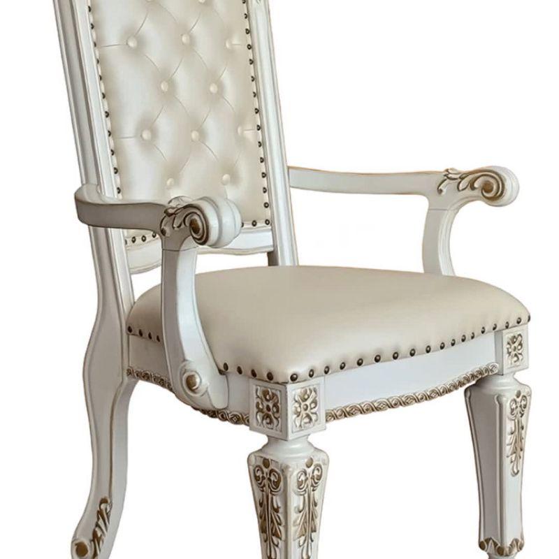 Vendome 27" Dining Chairs Antique Pearl - Acme Furniture: Upholstered, Nailhead Trim, No Assembly Required