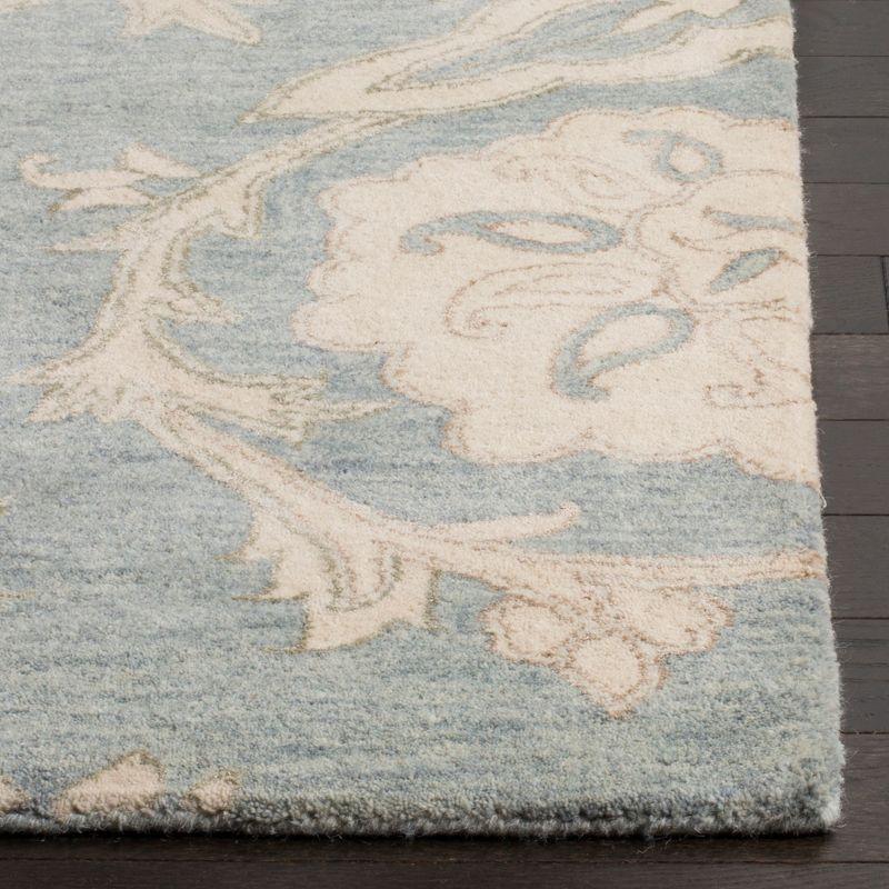 Light Blue Rectangular Hand-Tufted Wool Area Rug