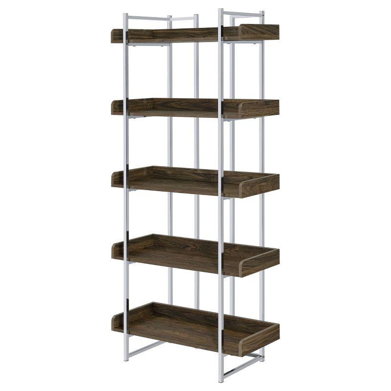 70.25" Angelica 5 Shelf Bookcase Walnut - Coaster: Tall, Open Storage, Modern Design