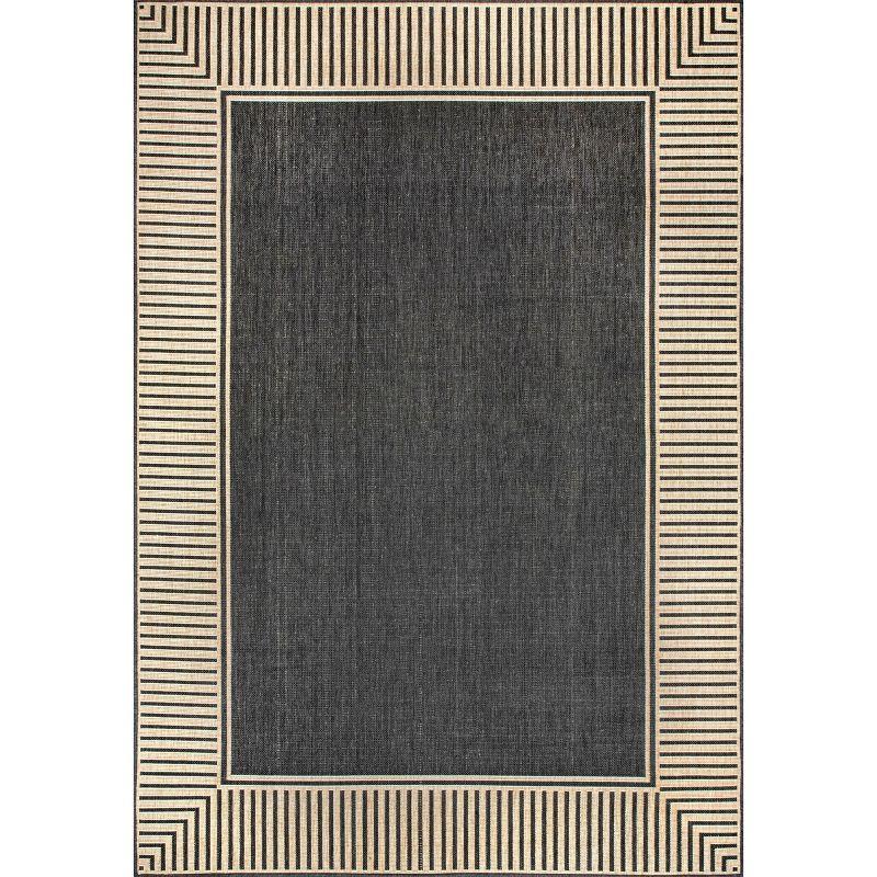 Casual Elegance Dark Gray Stripe Indoor/Outdoor 3'6" x 5' Rug