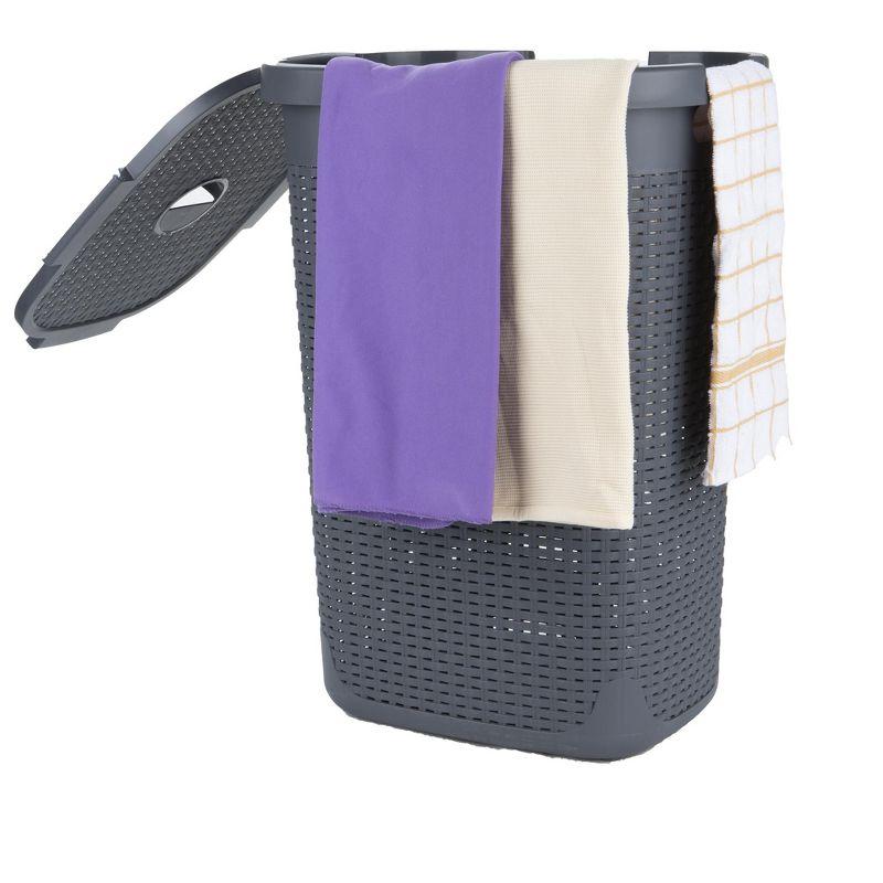 Mind Reader Mind Reader 50L Slim Laundry Hamper, Clothes Basket, Lid, Plastic