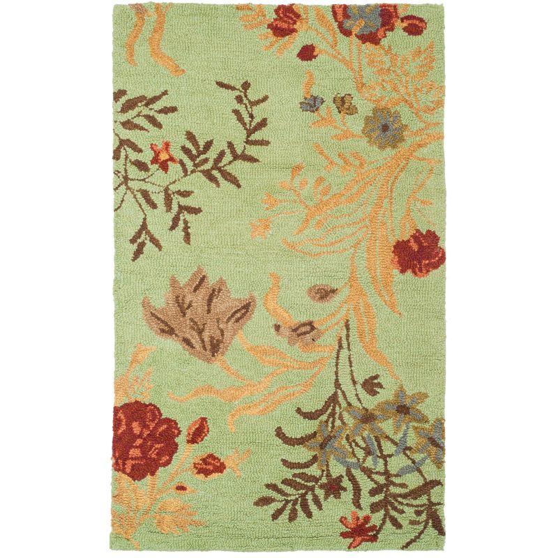 Blossom BLM919 Hand Hooked Indoor Accent Rug - Light Green/Multi - 3'x5' - Safavieh