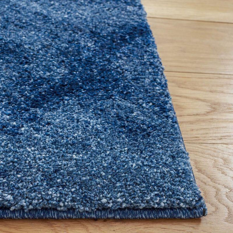 Abstract Blue Square Shag 6' Synthetic Area Rug