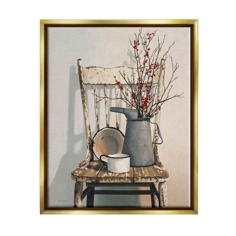 Stupell Industries Vintage Rustic Things Neutral Painting Gold Floater Framed Canvas Wall Art, 24 x 30