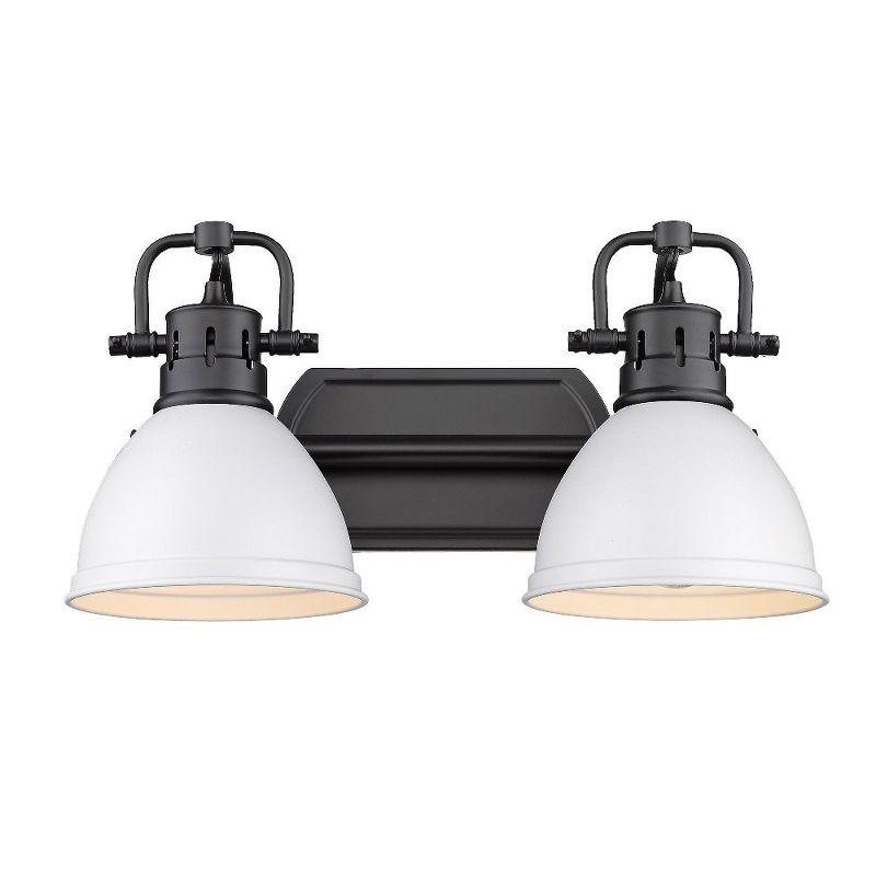 Golden Lighting Duncan 2-Light Vanity Light in Matte Black with Matte White