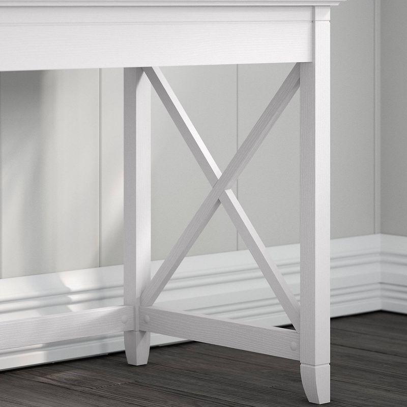 Pure White Oak 60" Corner Desk with Drawer and X-Shaped Sides