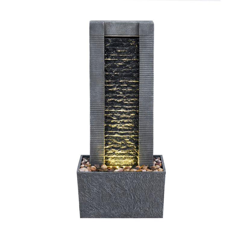 Demeter Gray Slate 27.5" Outdoor Water Fountain with LED Lights