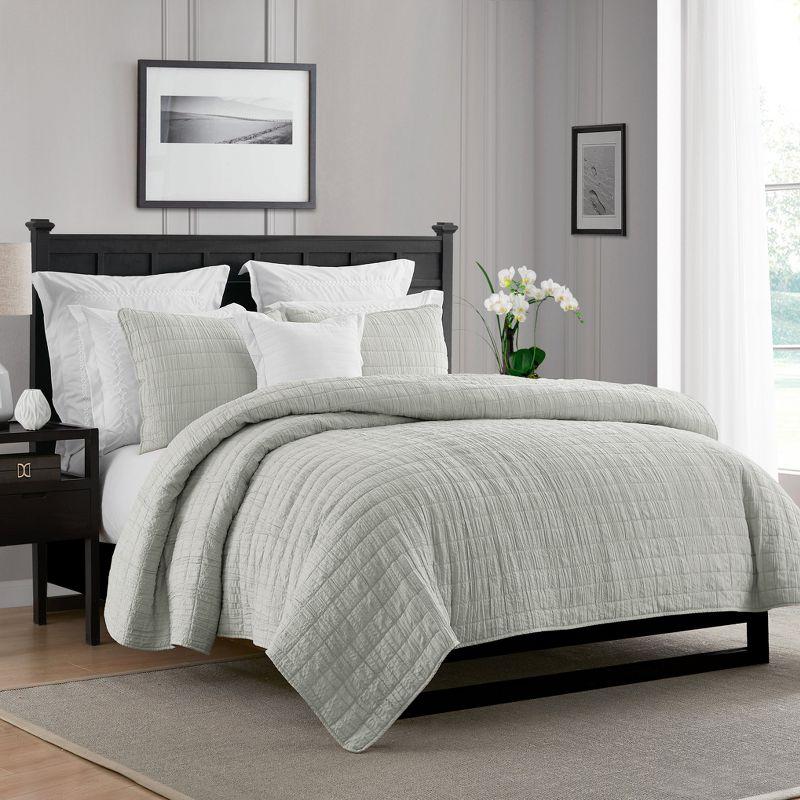 Swift Home Ultra Soft Crinkle Washed Microfiber 3-Piece Quilt Set