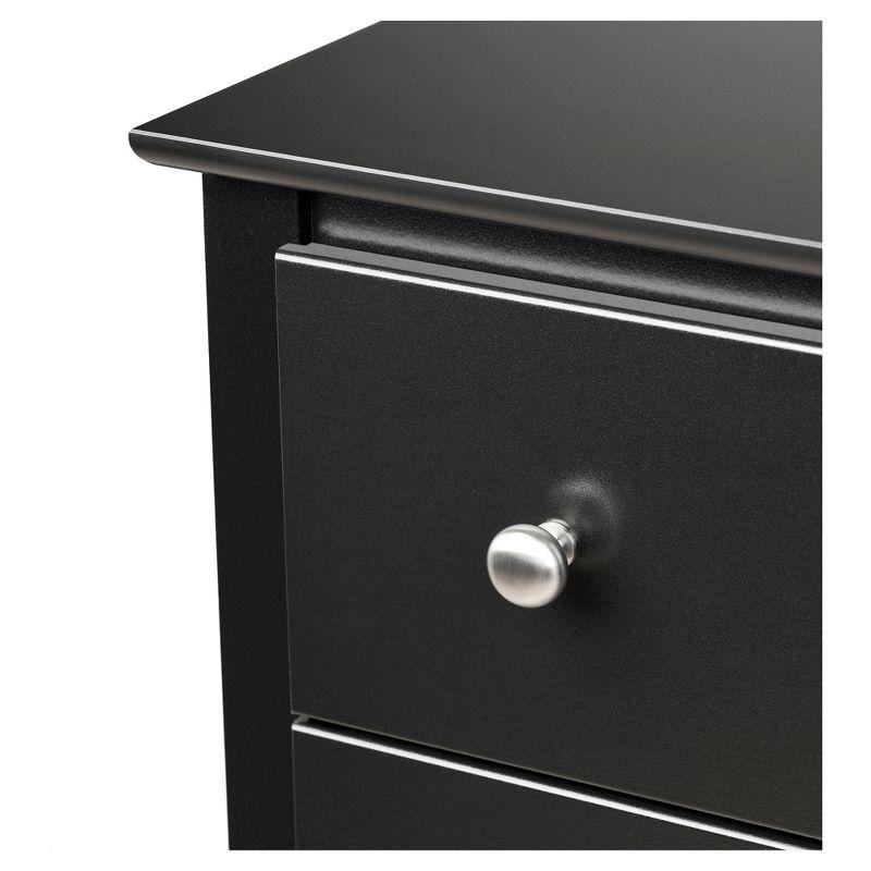 Black Vertical 6-Drawer Chest with Roller Glides