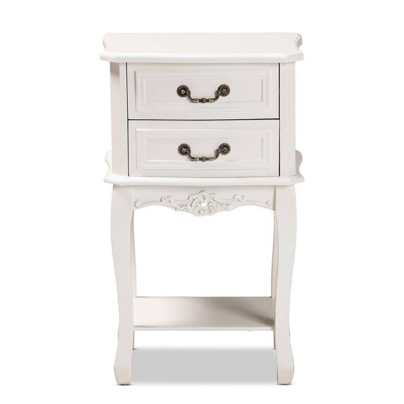 Gabrielle 2 Drawer Wood Nightstand White/Brass - Baxton Studio
