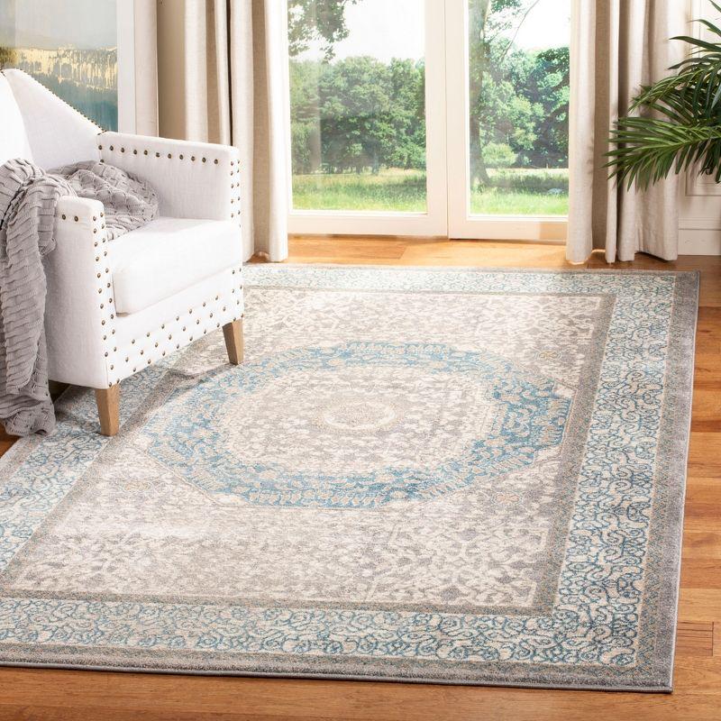 Sofia Vintage Oriental Light Grey and Blue 4' x 5'7" Accent Rug