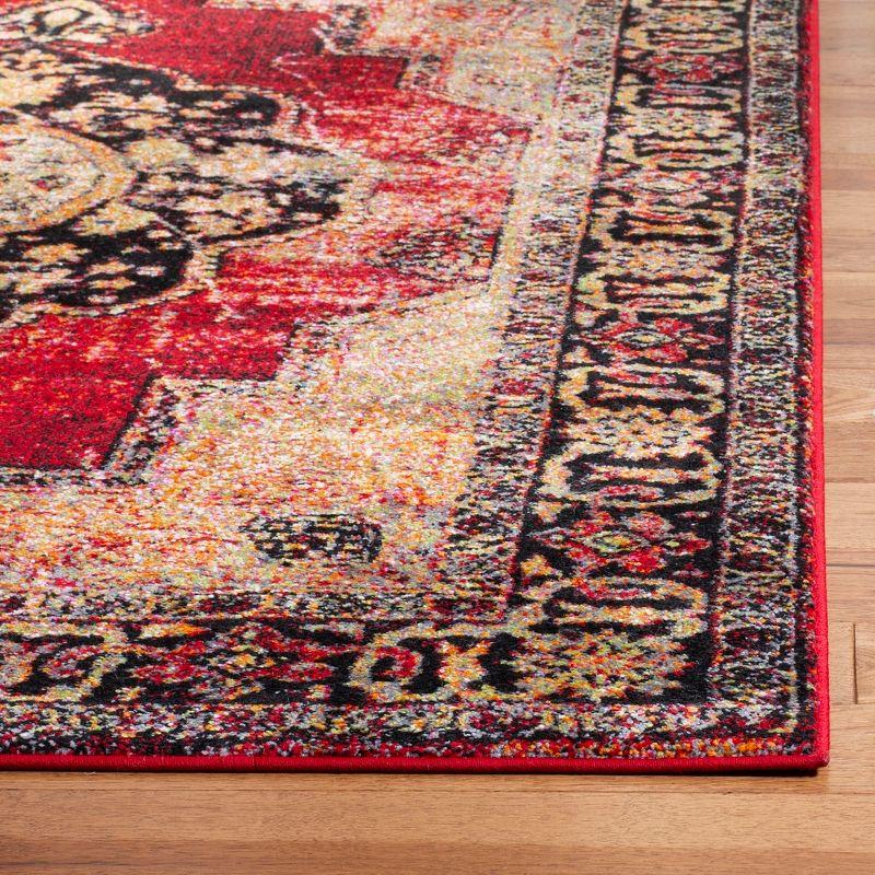 Elegant Vintage Red Multi Synthetic 2'2" x 8' Runner Rug