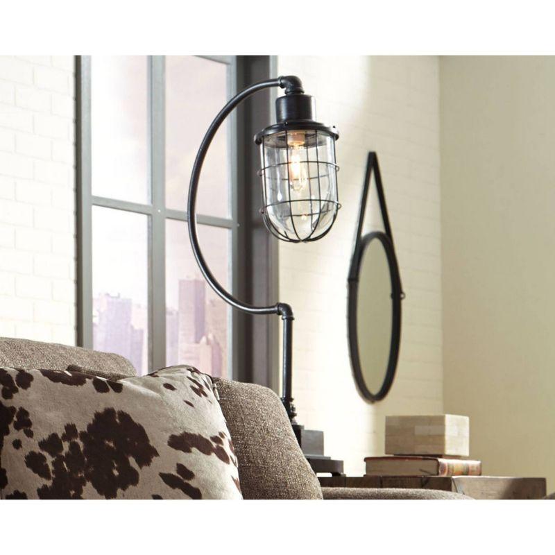 Signature Design by Ashley Jae Desk Lamp Antique Black: Modern Glass Shade, Metal Body, UL Listed