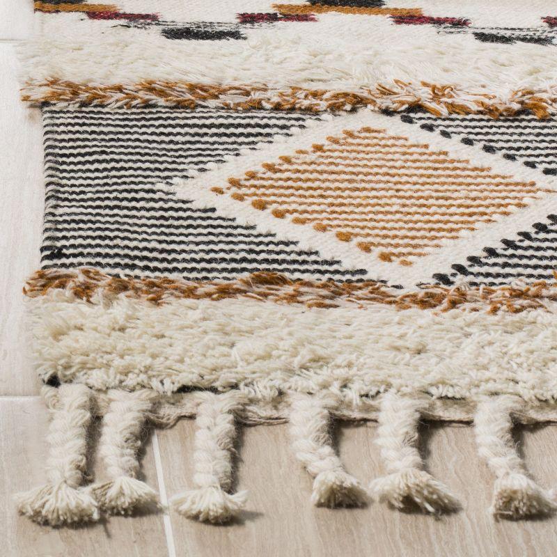 Kenya KNY904 Hand Knotted Area Rug - Ivory/Black-Orange - 6'x9' - Safavieh