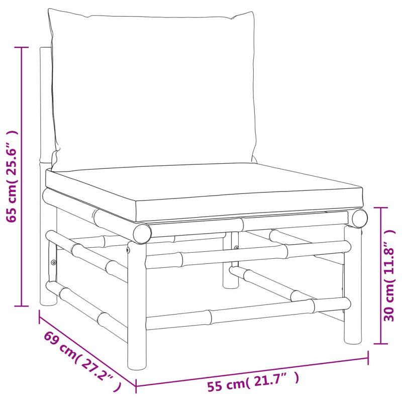 Light Gray Cushioned Bamboo 4-Piece Patio Lounge Set