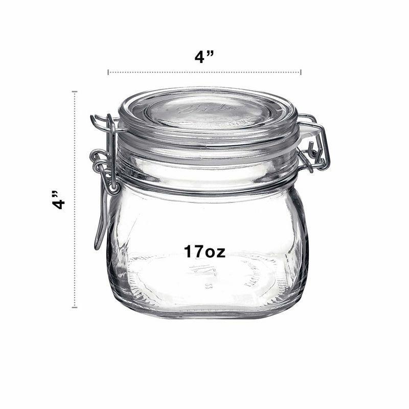Bormioli Rocco Fido Storage Jar - 17.5 oz, Made of Premium Quality Italian Glass, Airtight Seal with Gasket