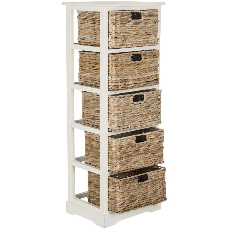 Dovecove White 5-Drawer Wicker Basket Storage Tower (Fully Assembled) | Wayfair