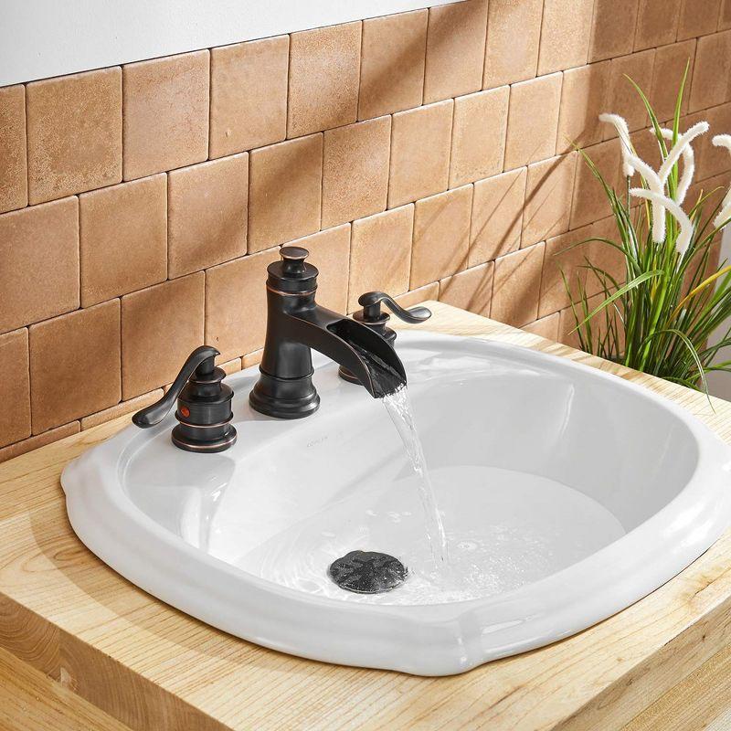 BWE 8 in. Widespread Double Handle Waterfall Bath Faucet With Pop-up Drain Assembly in Spot Resist