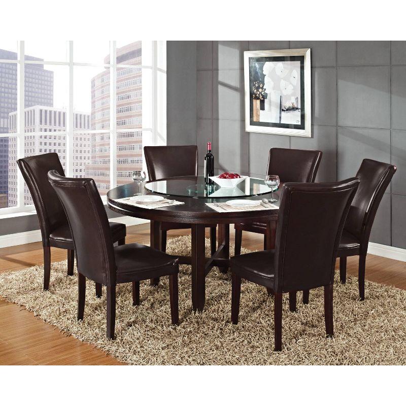 Steve Silver Co. 72" Talbot Round Dining Table Dark Oak : Seats 8, Mid-Century Modern, Wood Veneer