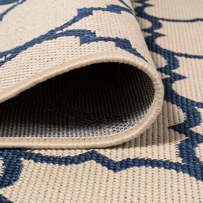8'x10' Arabesque Ogee Trellis Indoor/Outdoor  Area Rug, Beige/Navy - JONATHAN Y