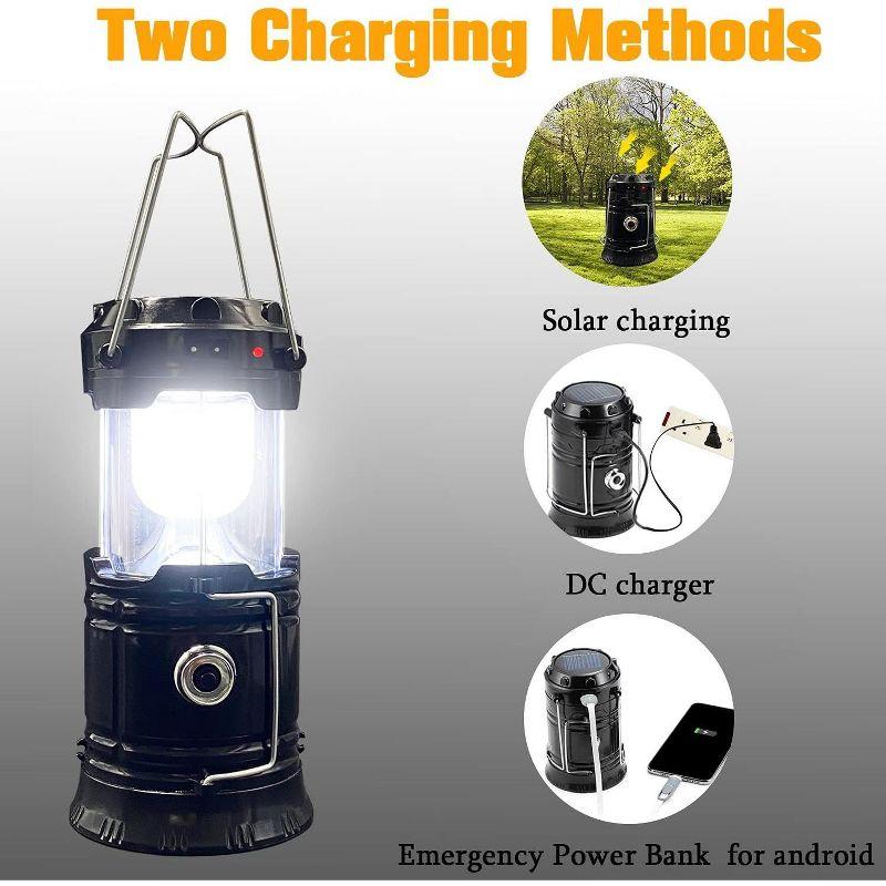 Maison Products 2-Pack Collapsible Camping Lantern Solar USB Rechargeable Portable Lightweight Waterproof LED Flashlight Survival Kits