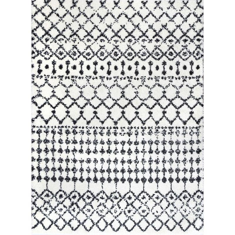 Ivory Trellis Shag Synthetic Reversible Area Rug 2 ft. x 3 ft.