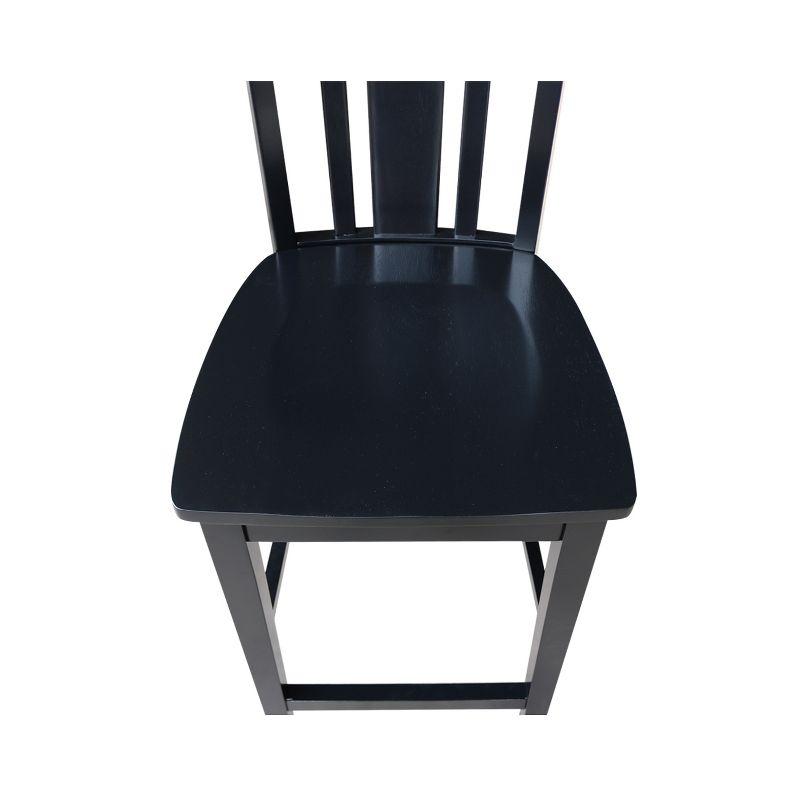 24" San Remo Counter Height Barstool Black - International Concepts: Solid Wood, Traditional Square Design, Durable Parawood