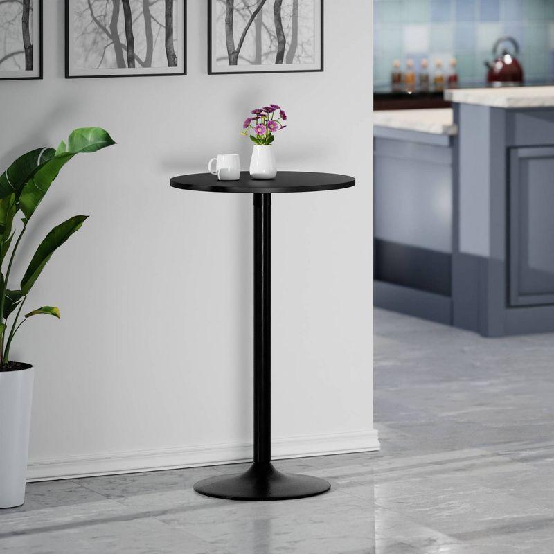 Winsome Obsidian Pub Table Bar Height Wood/Black: Contemporary Round Pedestal, MDF Composite