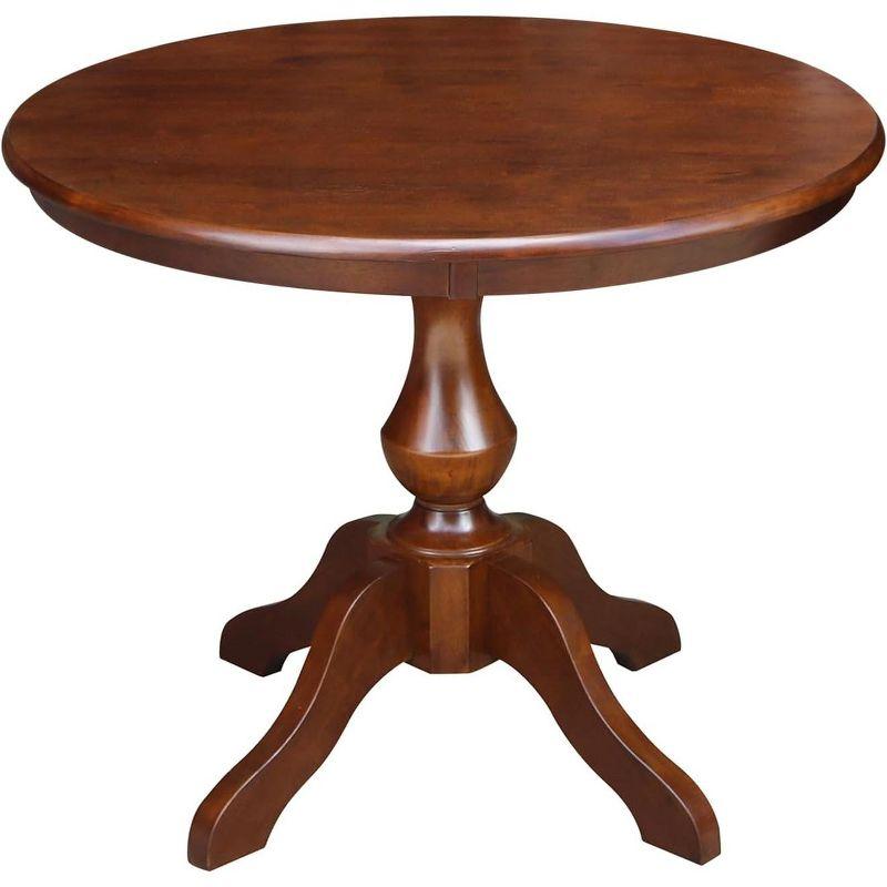 Espresso Round Solid Wood Traditional Dining Table - 38"