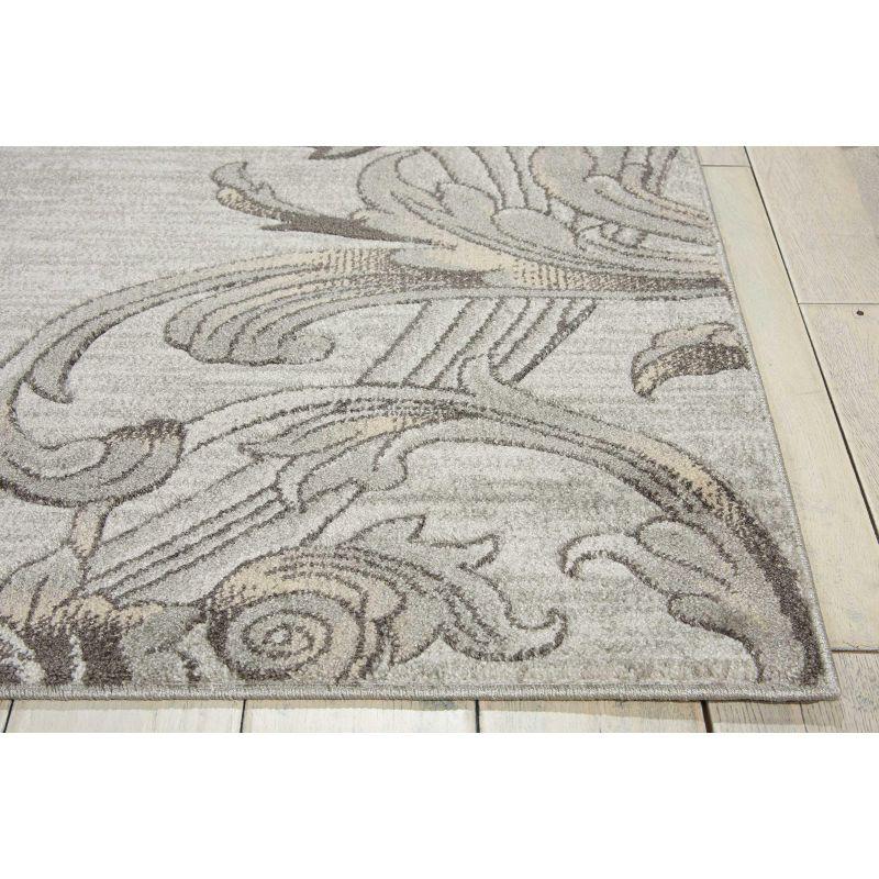 Elegant Graphite Floral Synthetic 2'2" x 7'6" Area Rug