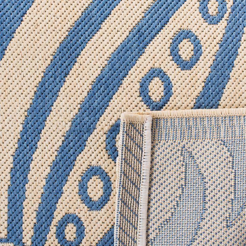 Courtyard CY2961 Power Loomed Indoor and Outdoor Area Rug - Natural/Blue - 7'10"x7'10" - Safavieh
