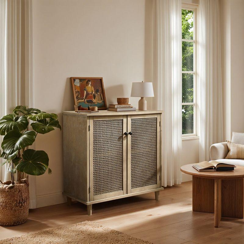 Art Leon Cane Wicker Cabinet Sideboard, Natural