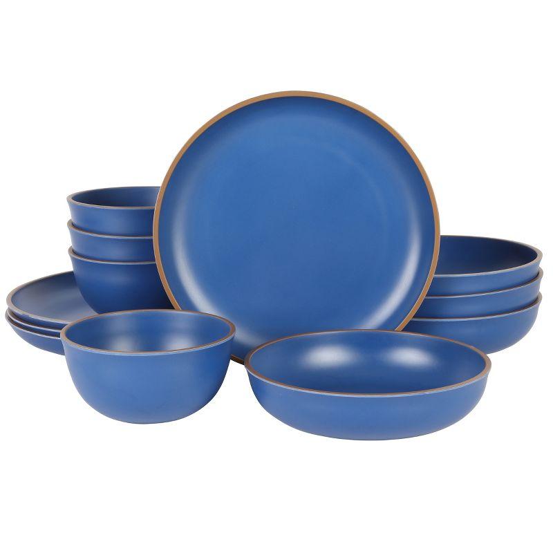 Gibson Home Rockabye 12 Piece Double Bowl Melamine Dinnerware Set