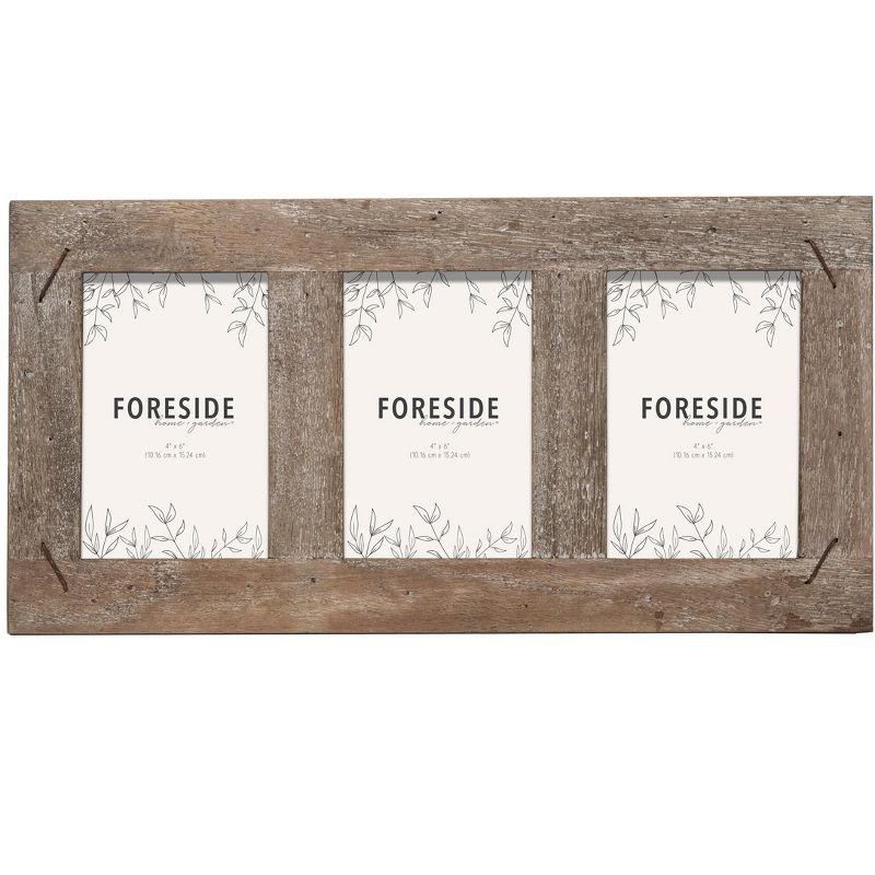 4 x 6 inch Decorative Distressed Wood Picture Frame with Nail Accents - Holds 3 4x6 Photos - Foreside Home & Garden