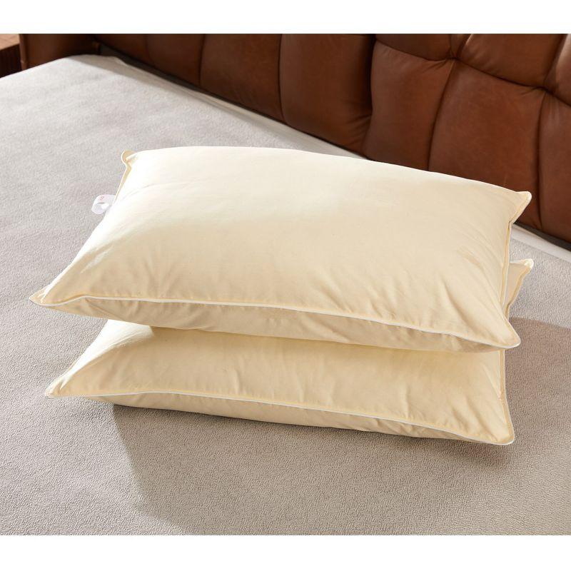 Cheer Collection Set of 2 Organic Kapok Bed Pillows with Breathable Cotton Shell - Yellow, King (20" x 36")