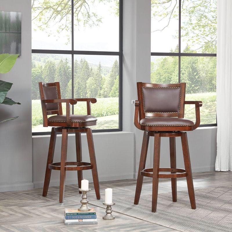 Broadmoor 41" Cappuccino Swivel Extra Tall Barstool with Leather