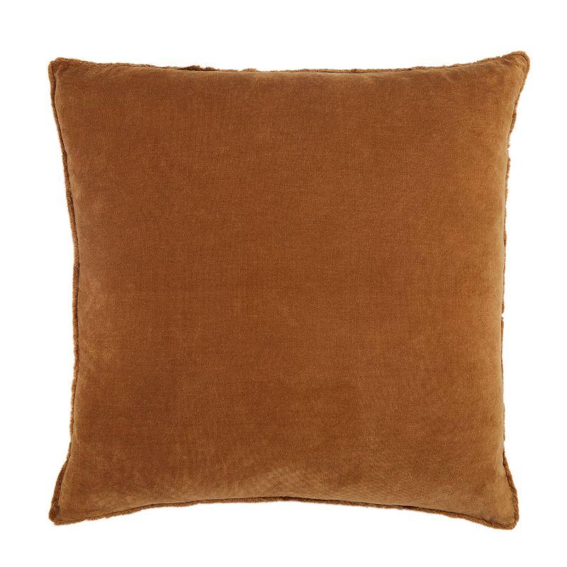 26"x26" Oversized Brown Cotton Embroidered Throw Pillow Cover