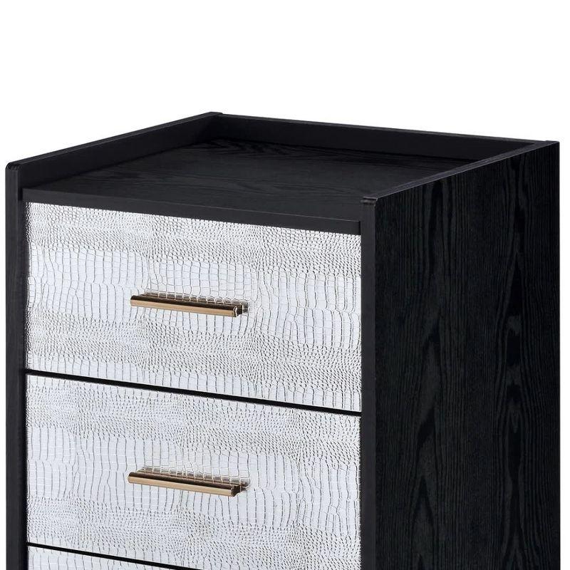 Acme Furniture Myles 17" Armoires Black/Silver and Gold: Metal Frame, 5-Door Jewelry Storage, No Assembly Required