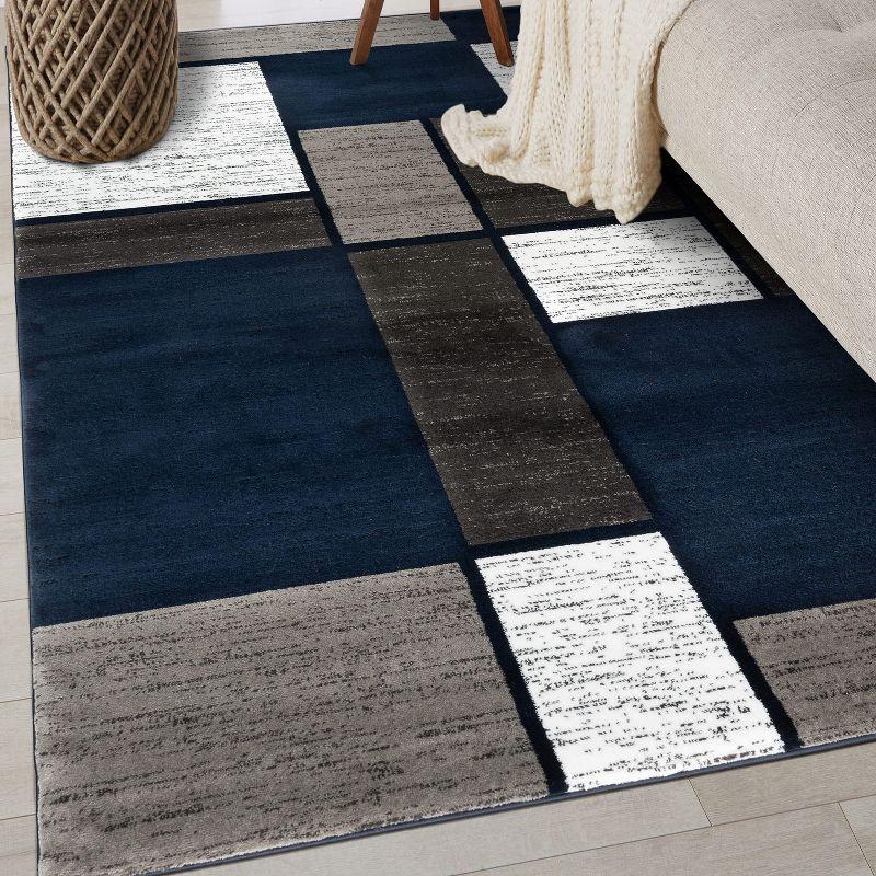 World Rug Gallery Contemporary Modern Boxed Color Block Area Rug