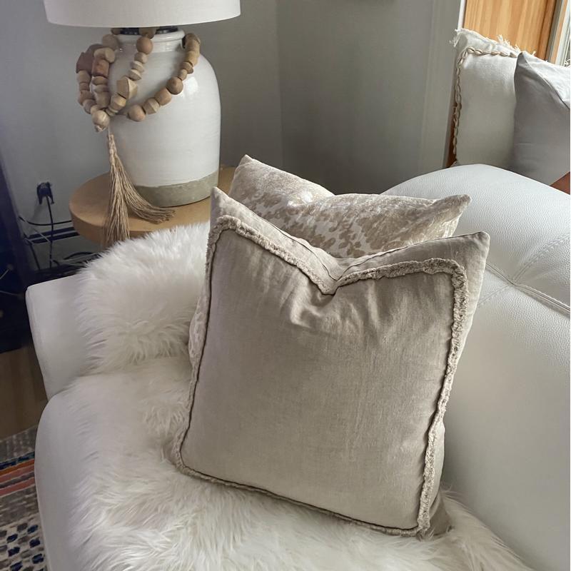 20"x20" Oversize Ruffled Design Square Throw Pillow Natural - Saro Lifestyle