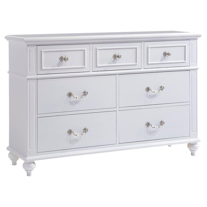 Picket House Furnishings Annie Dresser White: 5-Drawer Horizontal Storage, Wood Frame, Metal Glides