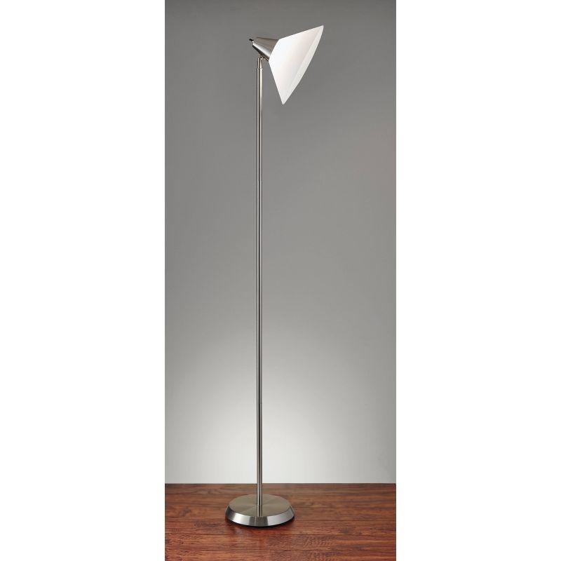 Elegant Brushed Steel Adjustable Swivel Floor Lamp with White Shade