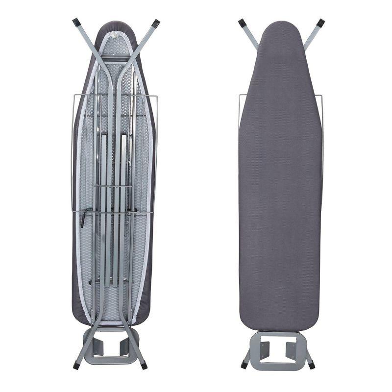 Household Essentials Ironing Center Mesh Steel Top Silver: Full Size Adjustable Ironing Board with Non-Slip Iron Rest