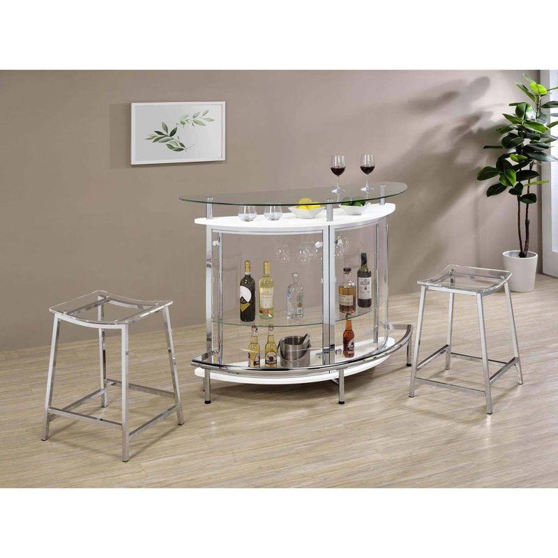 Coaster Amarillo Modern 2 Tier Home Bar Cabinet White/Chrome
