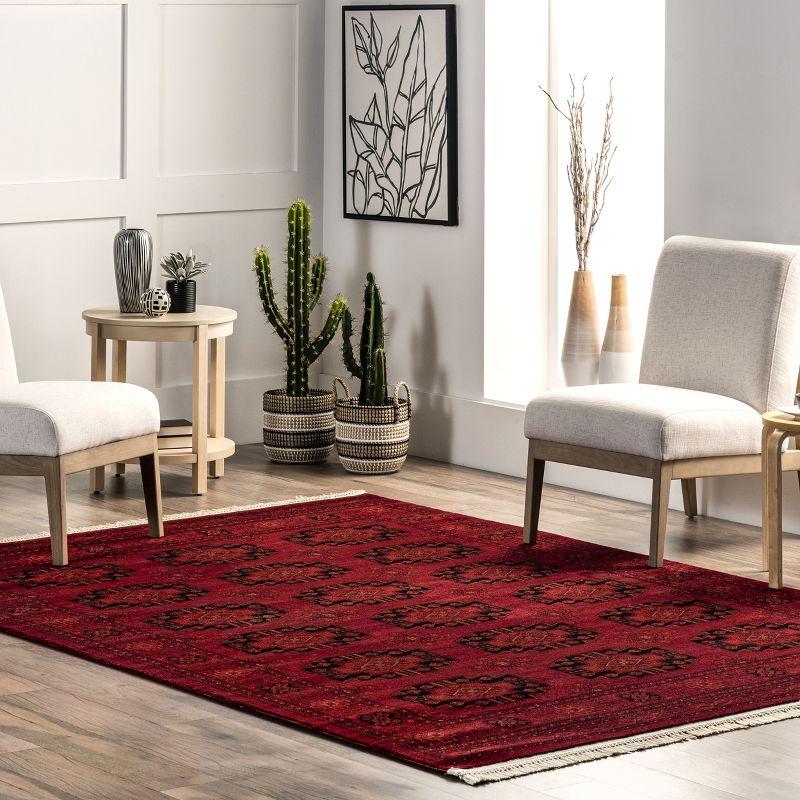 Elegant Red Trellis 4' x 6' Easy-Care Synthetic Area Rug