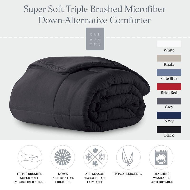 Ella Jayne Microfiber Down-Alternative Solid Color Comforter  -  Black  -  Full/Queen