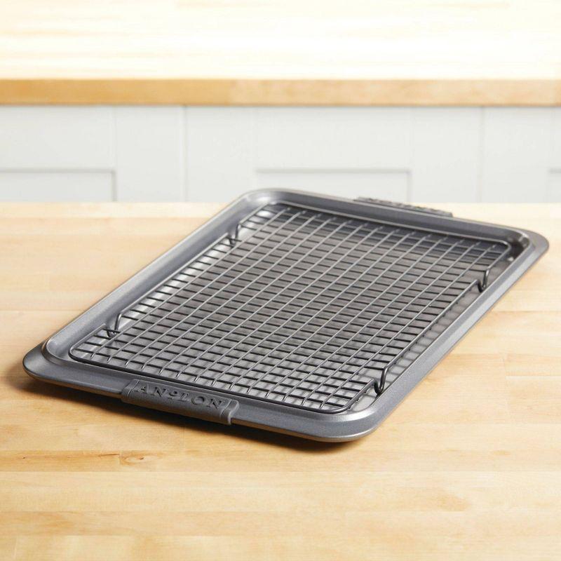 Anolon Advanced Nonstick Bakeware Baking Sheet And Cooling Rack Set, 11-Inch X 17-Inch, Gray