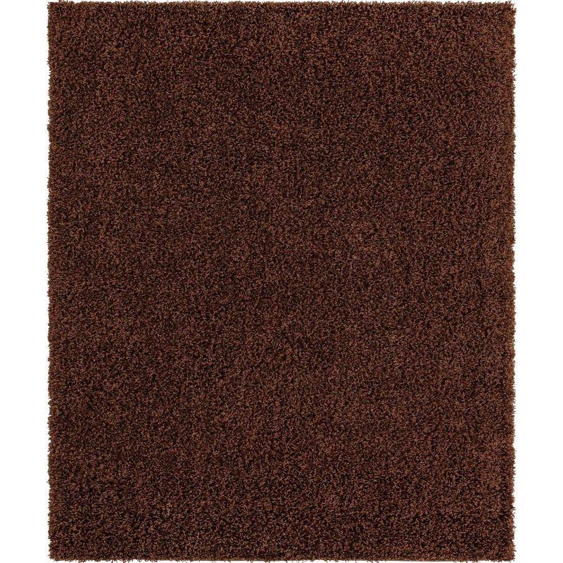 8' x 10' Brown Rectangular Solid Shag Synthetic Rug