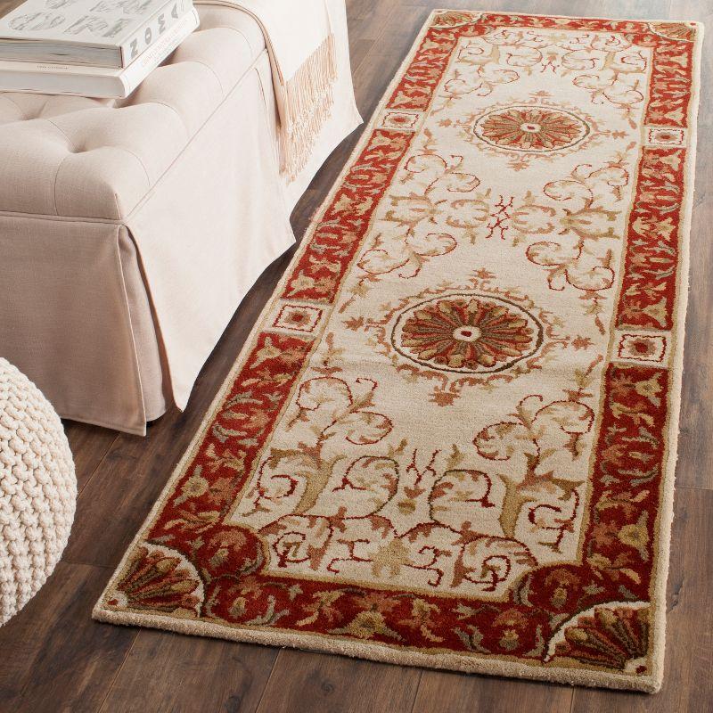 Ivory and Red Hand-Tufted Wool Area Rug 30" x 7"