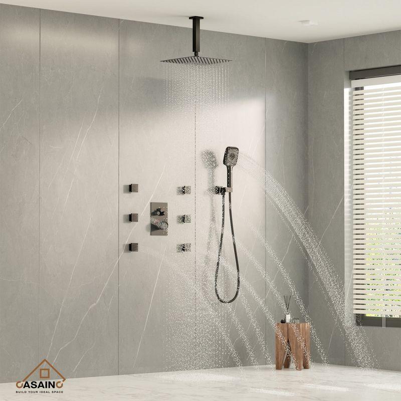 Rainfall Symphony 12inch 3-Function Dual Shower Head Thermostatic Shower System with 3 Sprays Handheld